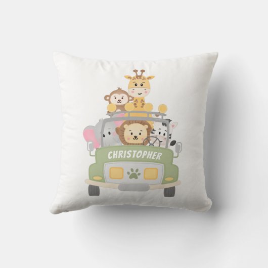 Animal Safari gepersonaliseerd Kind Kussen (Achterkant)