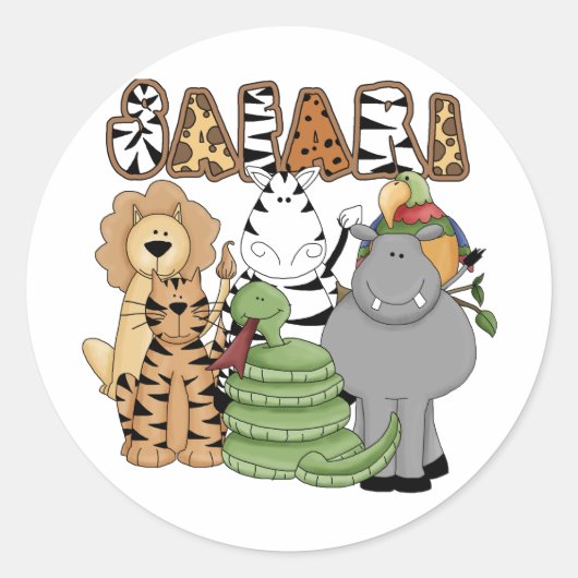 Animal Safari Ronde Sticker (Voorkant)