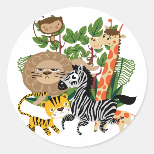 Animal Safari Ronde Sticker (Voorkant)