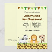 Animal Safari verjaardagsfeestje uitnodiging (Voorkant / Achterkant)