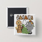 Animal Safari Vierkante Button 5,1 Cm (Voorkant /achterkant)