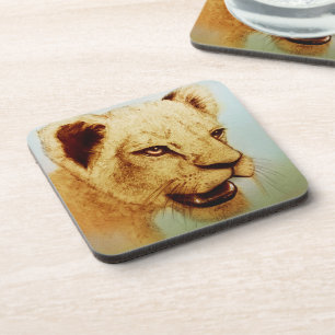 Animal sauvage coloré - Lion, 6 Dessous de verre e