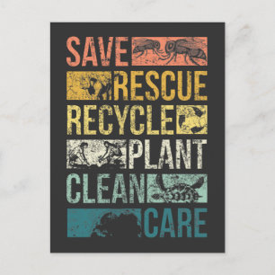 Animal Save Earth Turtle Climate Change Recyclen Briefkaart