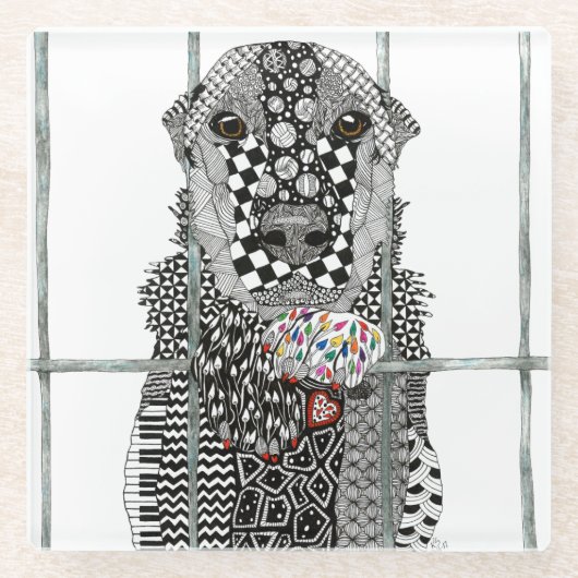 Animal Shelter Dog Glass Onderzetter Glazen Onderzetter (Voorkant)