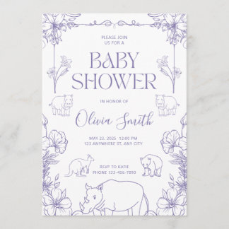Animal Themed Baby Shower Invitation Baby Boy Girl Advieskaart