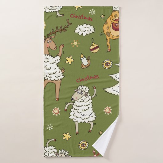 animal vintage brebis de Noël (Serviette de bain)
