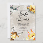 Animal Winter Woodland Baby Shower Invitations (Devant)