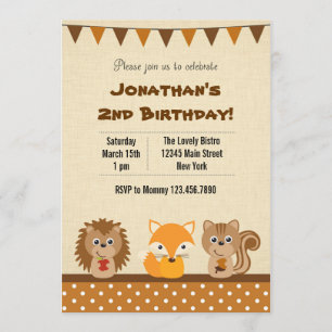 Animal Woodland Birthday Party Invitation Kaart