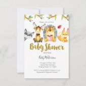 Animal Woodland Créatures Baby shower Invitation (Devant)