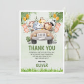 Animal Zoo Verjaardag 4e Bedankt Platte Kaarten (Staand voorkant)
