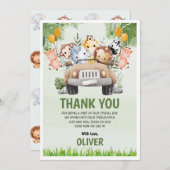 Animal Zoo Verjaardag 4e Bedankt Platte Kaarten (Voorkant / Achterkant)