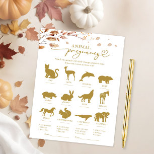 Animal Zwangerschap Herfst Baby shower Game Kaart