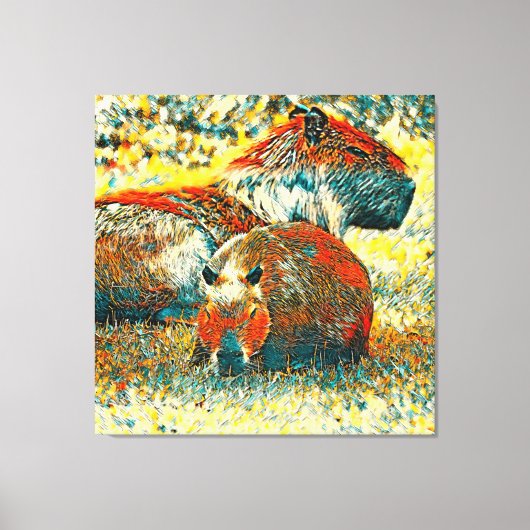 AnimalArt_Capybara_004 Canvas Afdruk (Voorkant)