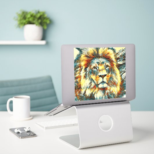 AnimalArt_Lion_005 Sticker (Laptop op bureau)