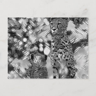AnimalArtBW_Cheetah_008 Briefkaart