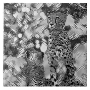 AnimalArtBW_Cheetah_008 Tegeltje