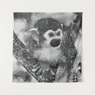 AnimalArtBW_Monkey_002 Wandkleed