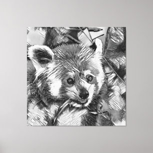 AnimalArtBW_RedPanda_003 Canvas Afdruk