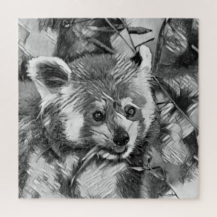 AnimalArtBW_RedPanda_003 Legpuzzel