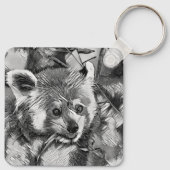 AnimalArtBW_RedPanda_003 Sleutelhanger (Achterkant)