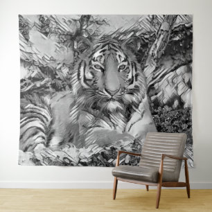 AnimalArtBW_Tiger_001 Wandkleed
