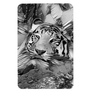 AnimalArtBW_Tiger_002 Magneet