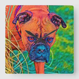 AnimalColor_Dog_027 Vierkante Klok