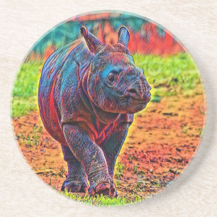 AnimalColor_Rhino_001 Zandsteen Onderzetter