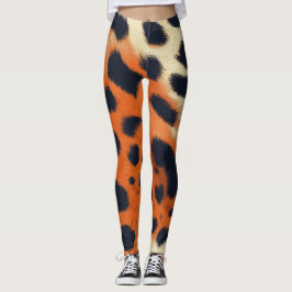 Animalier zwart & sinaasappel luipaard patroonstij leggings