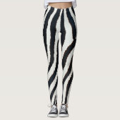 Animalier zwart-wit zebra gestreepte stijl leggings (Voorkant)
