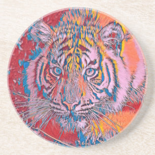 AnimalMix_Tiger_054 Zandsteen Onderzetter