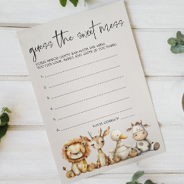  Animals Baby shower Guess Sweet Mess spel Flyer