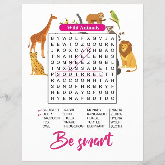 Animals & Birds Word Search | Fun Educational Flyer (Achterkant)