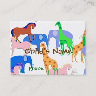 Animals Children's Calling Card Contactkaartje