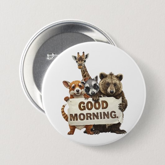 Animals, Good Morning, Ronde Button 7,6 Cm (Voorkant /achterkant)