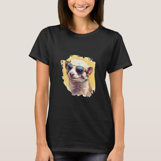 Animals Graphic  Ferret Wearing Sunglasses 2 T-shirt (Voorkant)