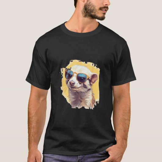 Animals Graphic  Ferret Wearing Sunglasses 2 T-shirt (Voorkant)