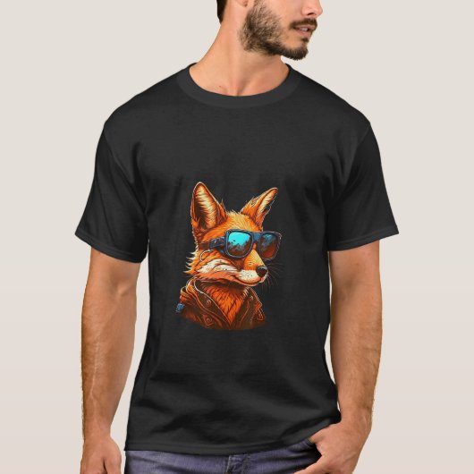 Animals Graphic Fox Wearing Sunglasses 4 T-shirt (Voorkant)