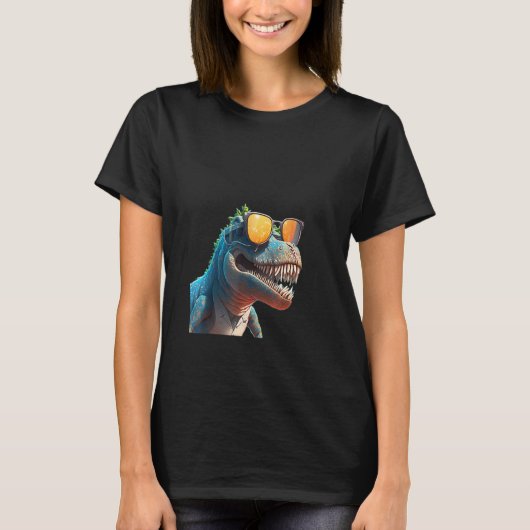 Animals Graphic  rex Dinosaur Wearing Sunglasses T-shirt (Voorkant)