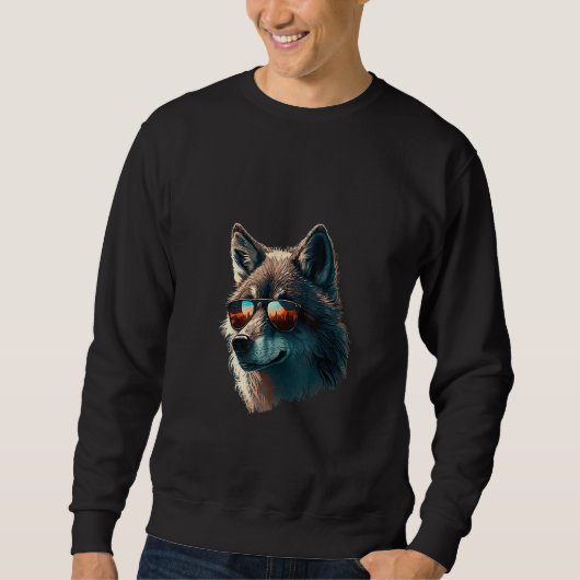 Animals Graphic  Wolf Wearing Sunglasses 4 Trui (Voorkant)