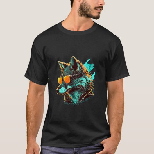 Animals Graphic  Wolf Wearing Sunglasses T-shirt (Voorkant)