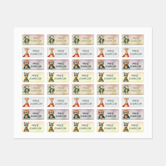 Animals Heroes waterdichte kinder naam kleding Labels (Vel)