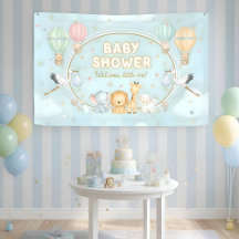 Animals Hot Air Balloons Clouds Cute Baby Shower 