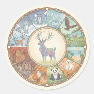 Animals image round coaster sticker