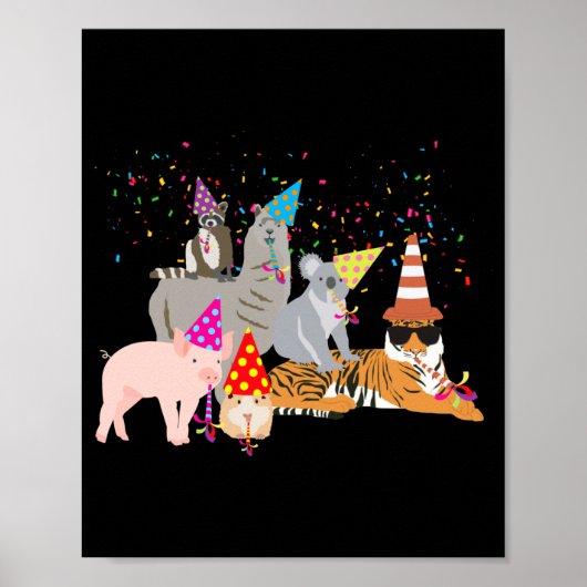 Animals Partying Cute Animals Having A Party  Poster (Voorkant)