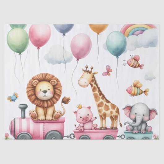 Animals pink birthday Large Gift Bag  Tissuepapier (Voorkant)
