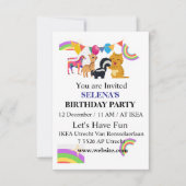 Animals & Rainbows Birthday Party Invitation (Devant)