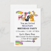 Animals & Rainbows Birthday Party Invitation (Devant / Derrière)