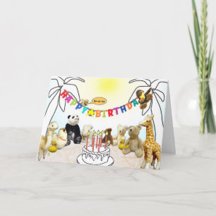Animals Seven Candles Birthday Kaart