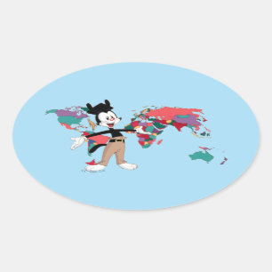 Animaniacs   Wereldkaart Yakko Grafisch Ovale Sticker